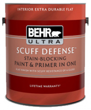 BEHR ULTRA SCUFF DEFENSE Краска для внутренних работ глубоко матовая (FLAT) с повышенной износостойкостью  №1720 Кипенно-белая 3,8л.