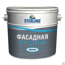 Экстериор (минерал) Фасадная краска (ВДАК-111) Sterling 9 л. База А (белый, колеруется в светлые тона)
